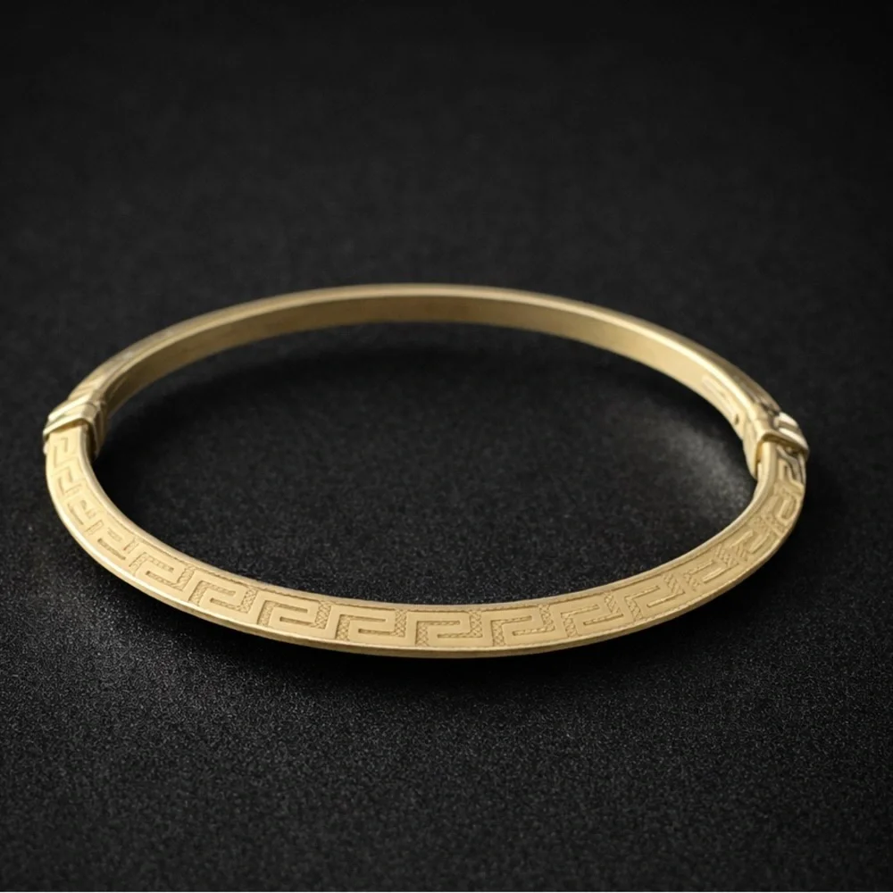 MIA FIORE Gold Plated 925 Sterling Silver Greek Key Dyadema Bangle Bracelet